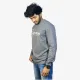Men's Grey Melange Full Sleeve T-Shirt | Premium Cotton Round Neck Casual Regular Fit T-Shirt
